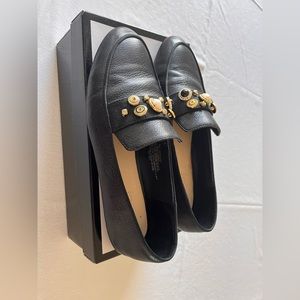 Embellished black leather loafers (size 8) by Nine West. Like new, lightly used.
